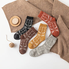 5 Pairs Thick Winter Crew Socks Cotton Blend Women's Stockings