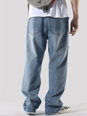 Men's Ripped Jeans Wide Leg Denim Pants