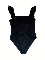 Swimsuit Women's Ruffle Trim Square Neck One Piece Swimsuit