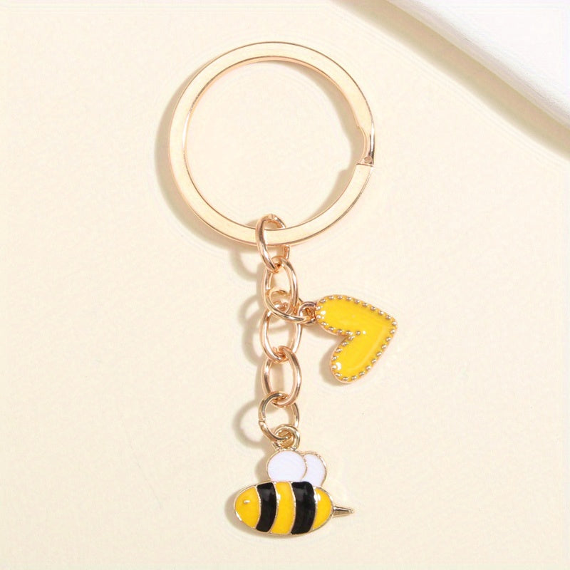 Cartoon Bee Keychain Animal Key Ring Purse Bag Backpack Car Charm