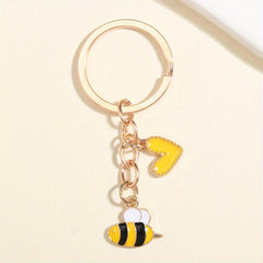 Cartoon Bee Keychain Animal Key Ring Purse Bag Backpack Car Charm