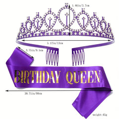 Birthday Crown Headwear Set with Party Shoulder Belt