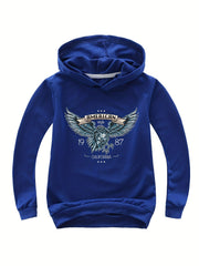 Cotton Eagle Print Hoodies Girls Comfy Sweatshirt Pullover Spring Fall Gift