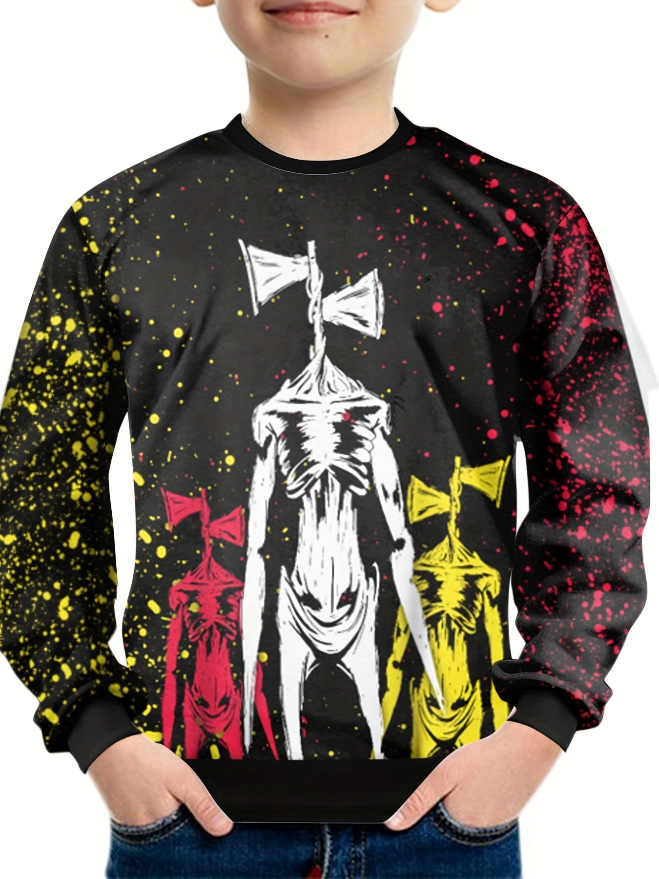 Teens 3D Halloween Skull Print Sweatshirt Kids Casual Pullover