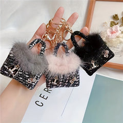 Mini Fur Bag Keychain Keyring Backpack Handbag Purse Pendant Accessories
