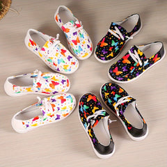 Women's Butterfly Print Casual Walking Shoes Low Flat Slip on Sneakers