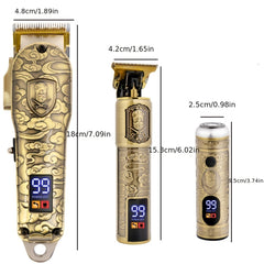 3-Piece Hair Clipper Razor Fader Retro Sculpting Digital Hair Clipper
