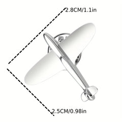 Silver Retro Airplane Brooch Men Electroplating Gift Pin Metal Brooch