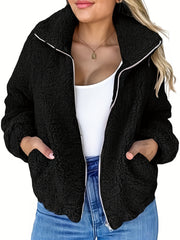 Fuzzy Coat Zip Up Long Sleeve Winter Outerwear