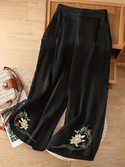 Floral Pattern Crop Wide Leg Pants Spring & Fall Casual Loose Pants