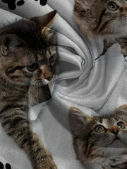 3D Kitty & Paw Short Sleeve T-shirt - Summer Clothes