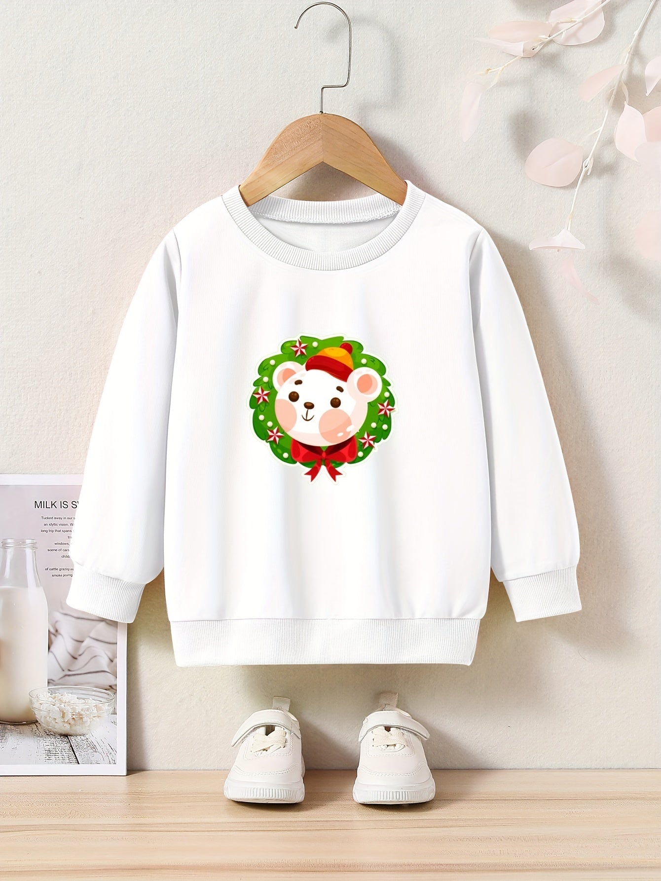 Bear Graphic Pullover Girls Sweatshirt Kids Christmas Party
