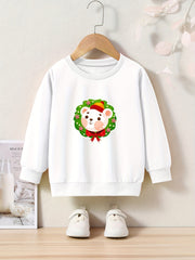 Bear Graphic Pullover Girls Sweatshirt Kids Christmas Party
