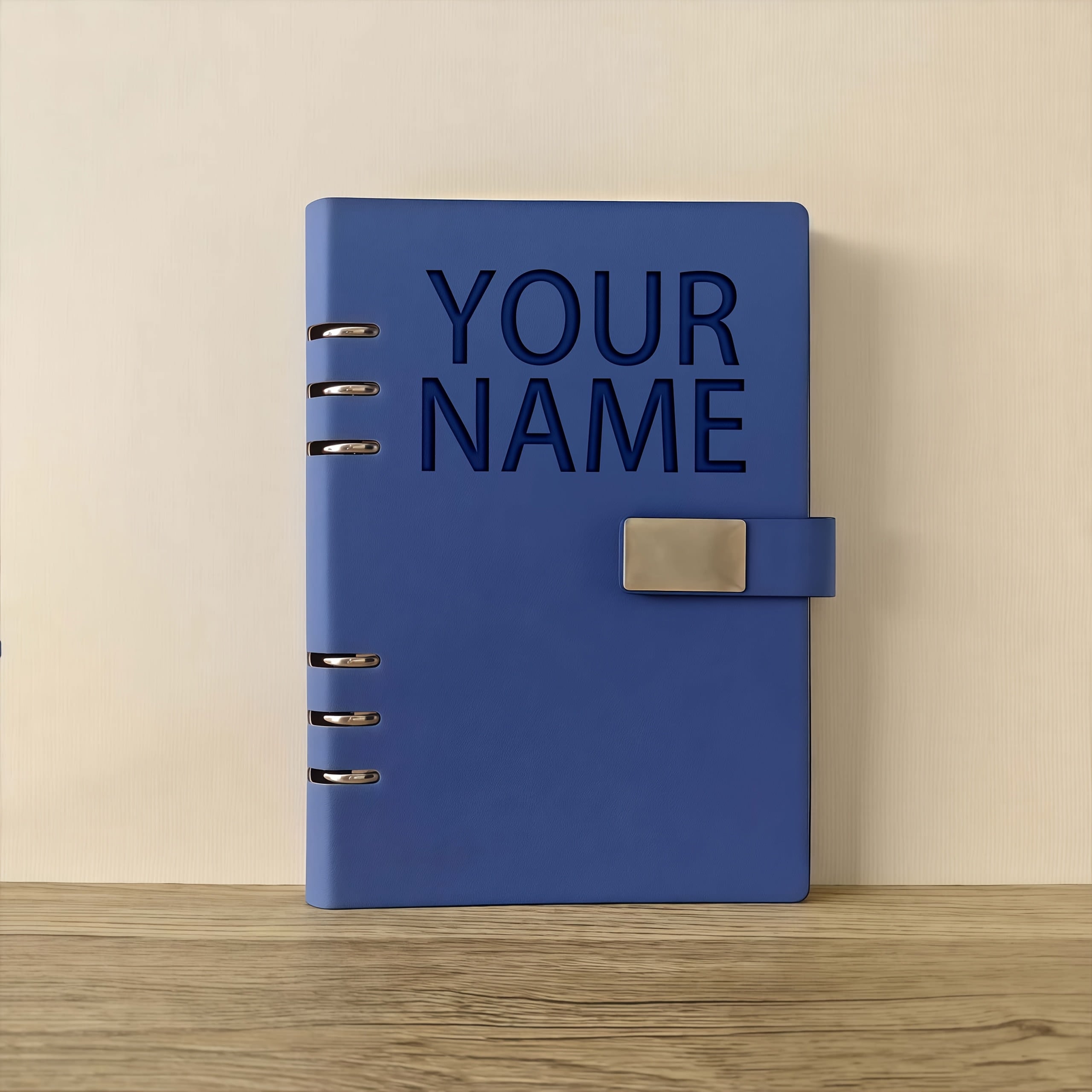 Personalized A5 PU Leather Notebook Embossed Name Glossy Finish 5 Colors