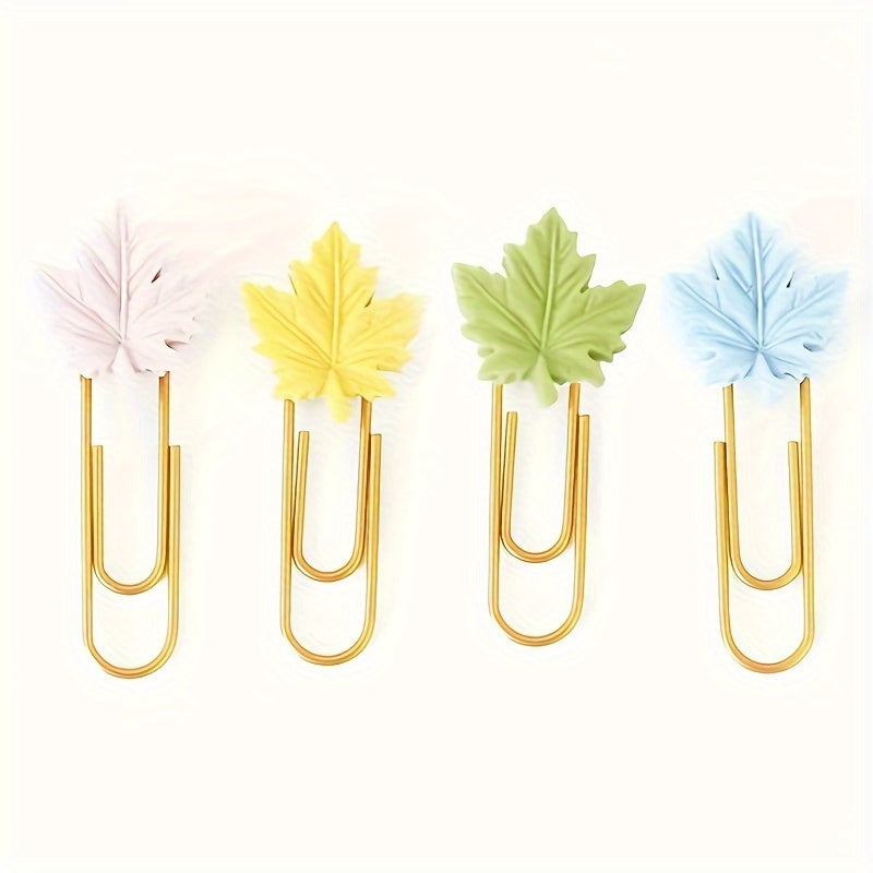 4pcs Maple Leaf Paper Clips Metal Paper Clips