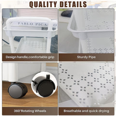 3-Layer Movable Storage Cart with Handle and Lockable Casters