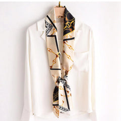 Pink Silk Scarf & Chain Towel Women Neck Scarf