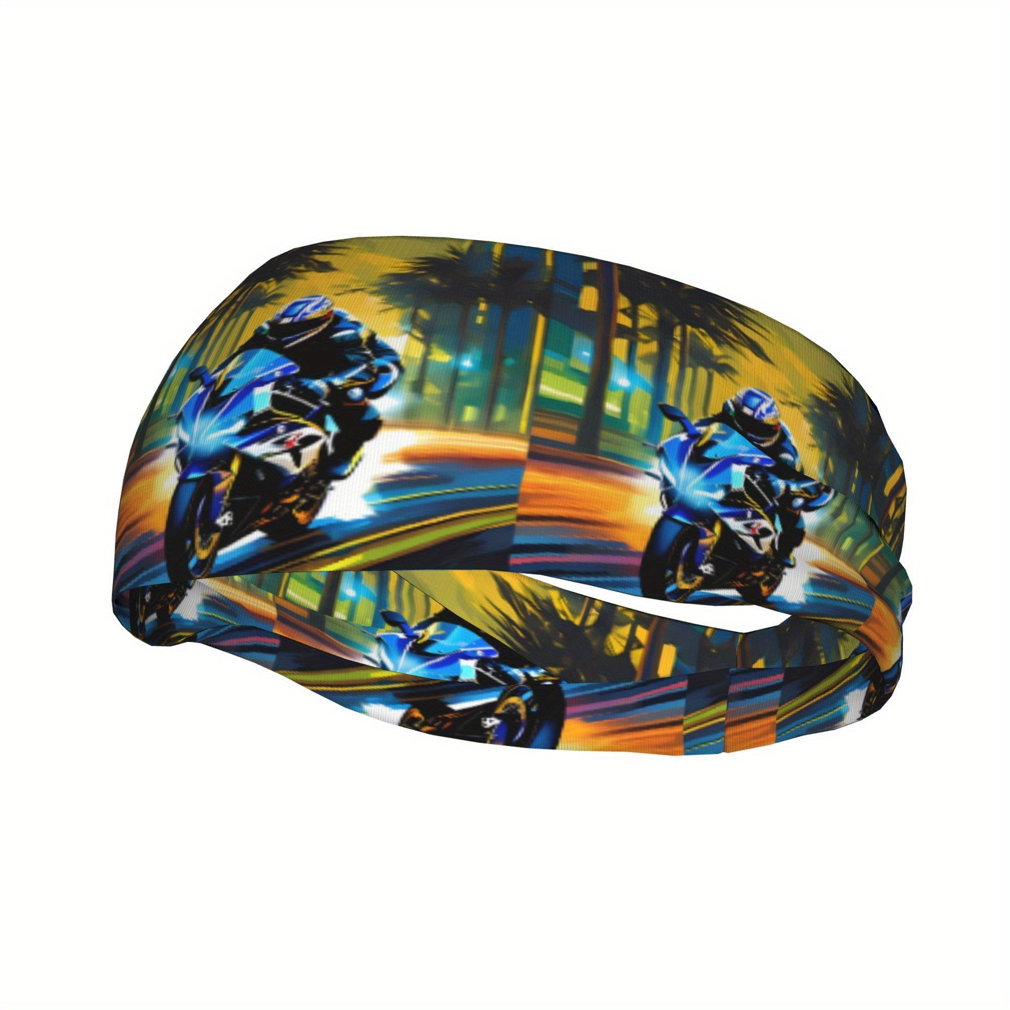 Unisex Sports Headband Motorcycle Rider Sweat Wicking Stretchy Polyester