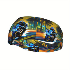 Unisex Sports Headband Motorcycle Rider Sweat Wicking Stretchy Polyester