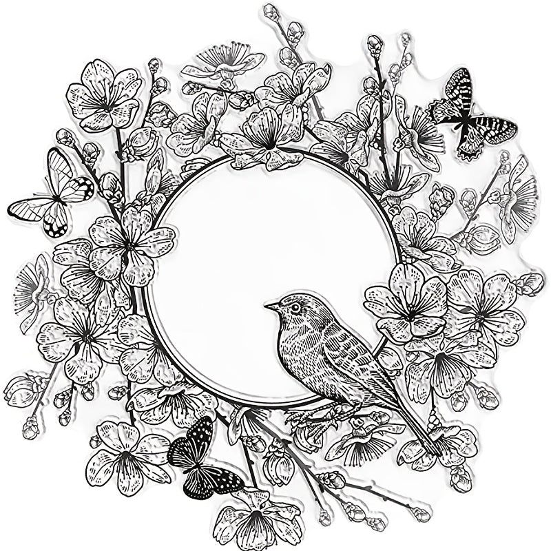 Butterfly & Bird Wreath Clear Stamps for Card Making Scrapbooking & Crafting