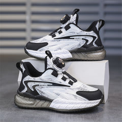 Boy's Running Shoes with Rotating Buckle Anti-Skid Sneakers