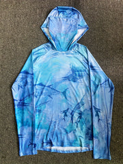 Fish Graphic Sun Protection Hooded Shirt Long Sleeves Running Top