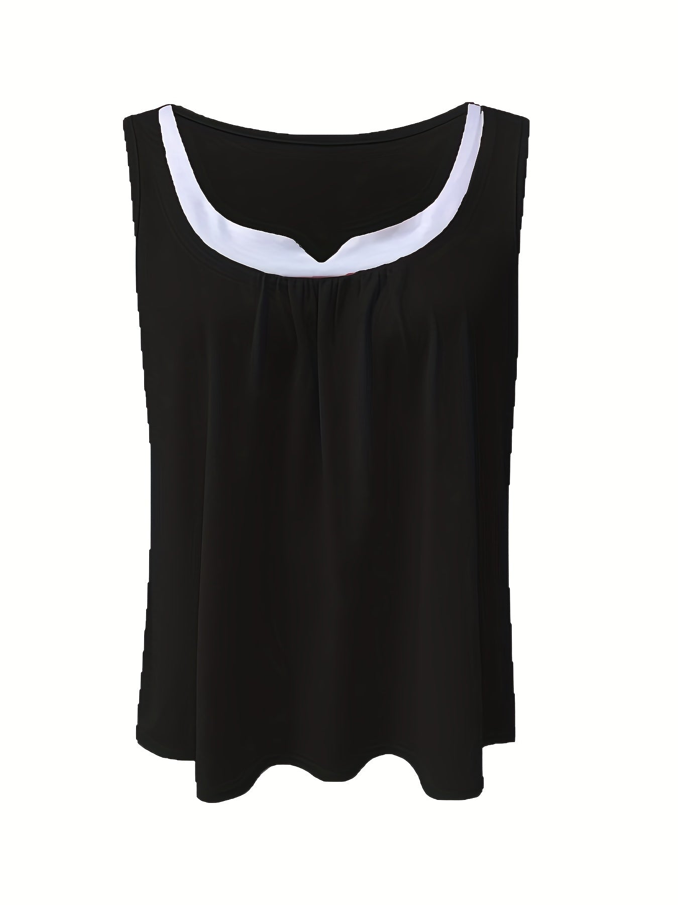 Colorblock Notched Neck Tank Top