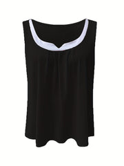 Colorblock Notched Neck Tank Top