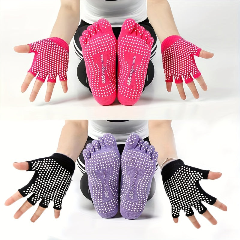 Non Slip Gloves & Socks Breathable Sports Gloves Five Toe Split Casual Yoga Sock