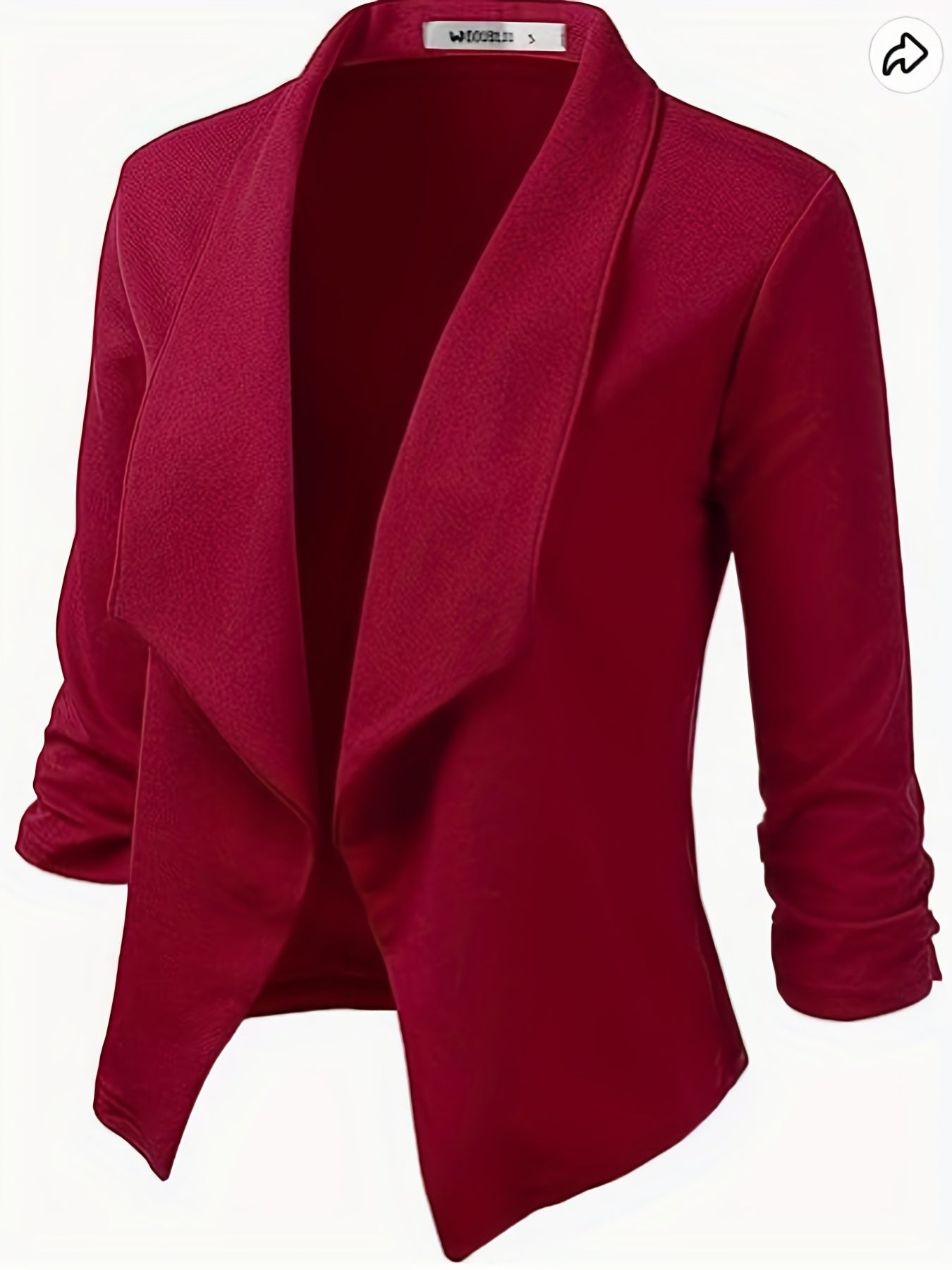 Solid Open Front Blazer Lapel Long Sleeve Blazer