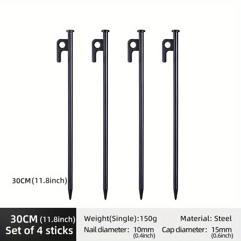 4pcs Heavy Duty Steel Tent Pegs - Portable Awning Stakes