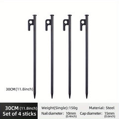 4pcs Heavy Duty Steel Tent Pegs - Portable Awning Stakes