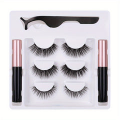 3 Pairs Magnetic Eyelash Kit with Applicator Eyeliners