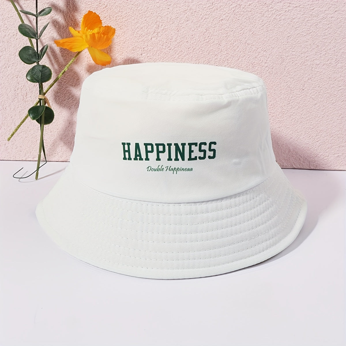 HAPPINESS Bucket Hat Causal Breathable Sunscreen Basin Hat Unisex