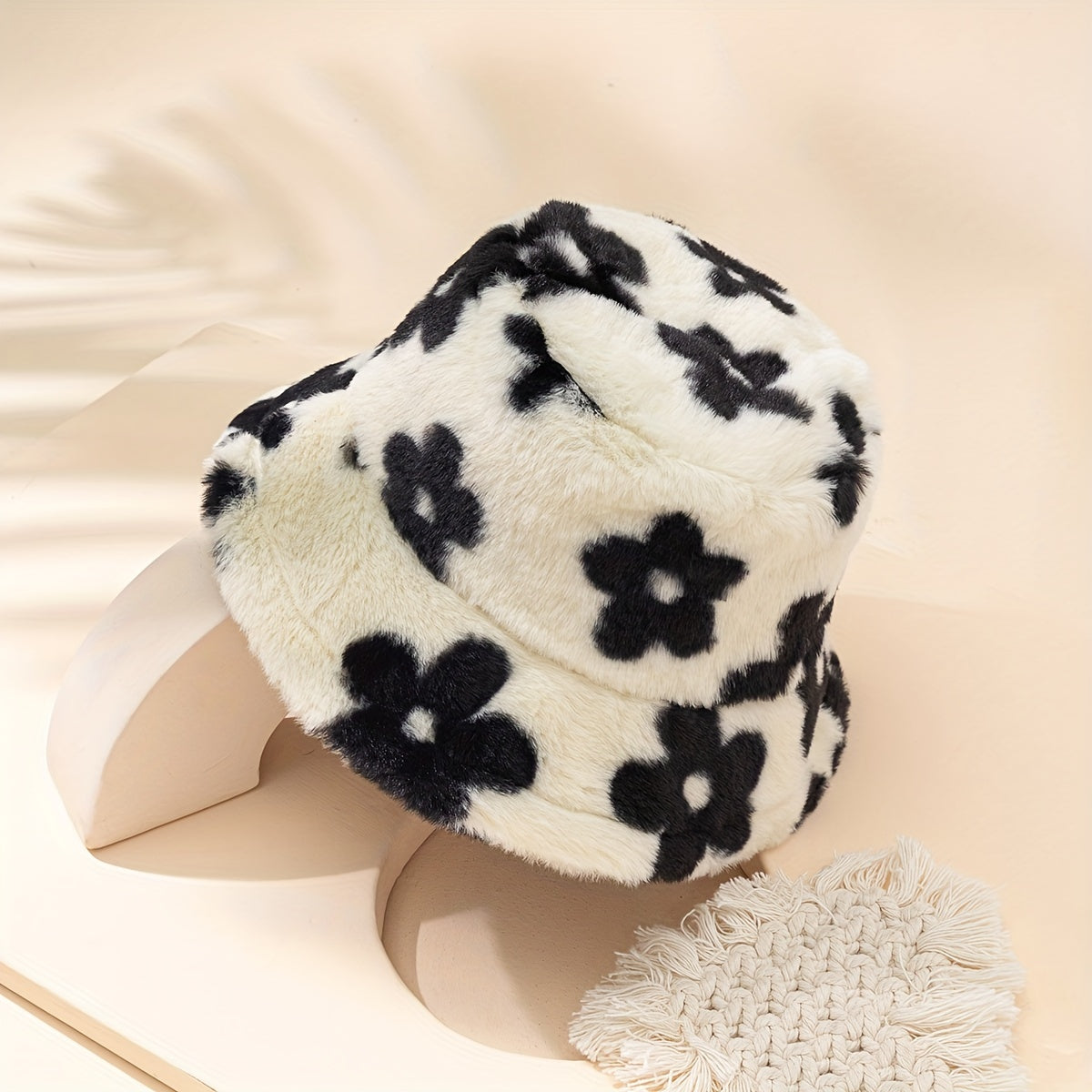 Flower Print Bucket Hat Candy Warm Basin Hat