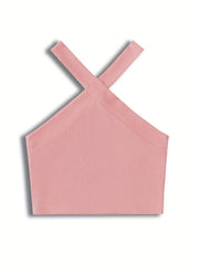 Solid Halter Crop Top for Summer & Spring