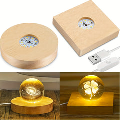 2pcs Wooden LED Display Base Stand for 3D Crystal Glass Art