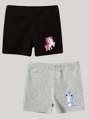 2pcs Toddler Girls Unicorn Cat Graphic Cotton Shorts