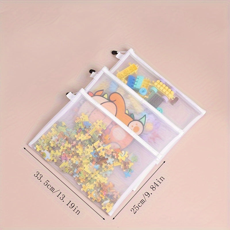 Toy Storage Bag Puzzle Sorting Zipper Mesh Bag