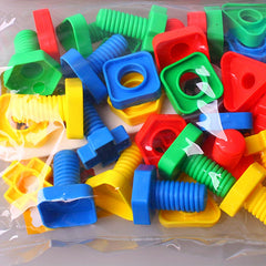 16pc Plastic Screw & Nut Building Blocks Set Puzzle Toy for Kids