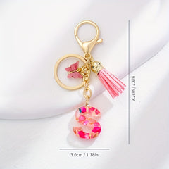 Butterfly Alphabet Keyring Tassel Bag Accessories for Girls