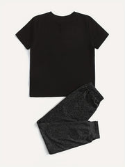 Boy's Casual Outfit Block T shirt & Trousers Set