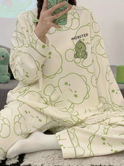 Dino Print Pajama Set Long Sleeve Top & Pants