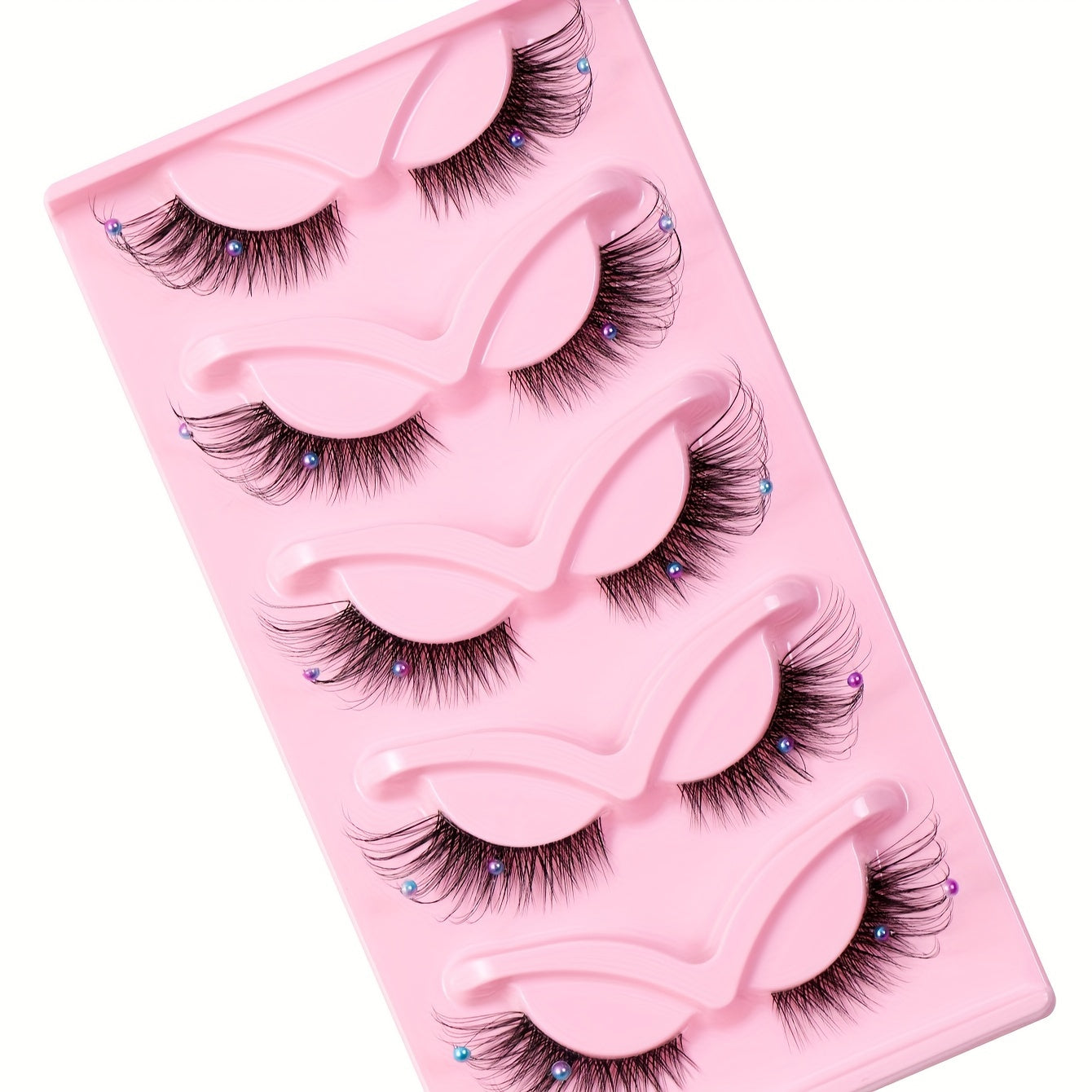 Sexy Doll Style False Eyelashes C Curling Faux Pearl Decorative False Eyelashes