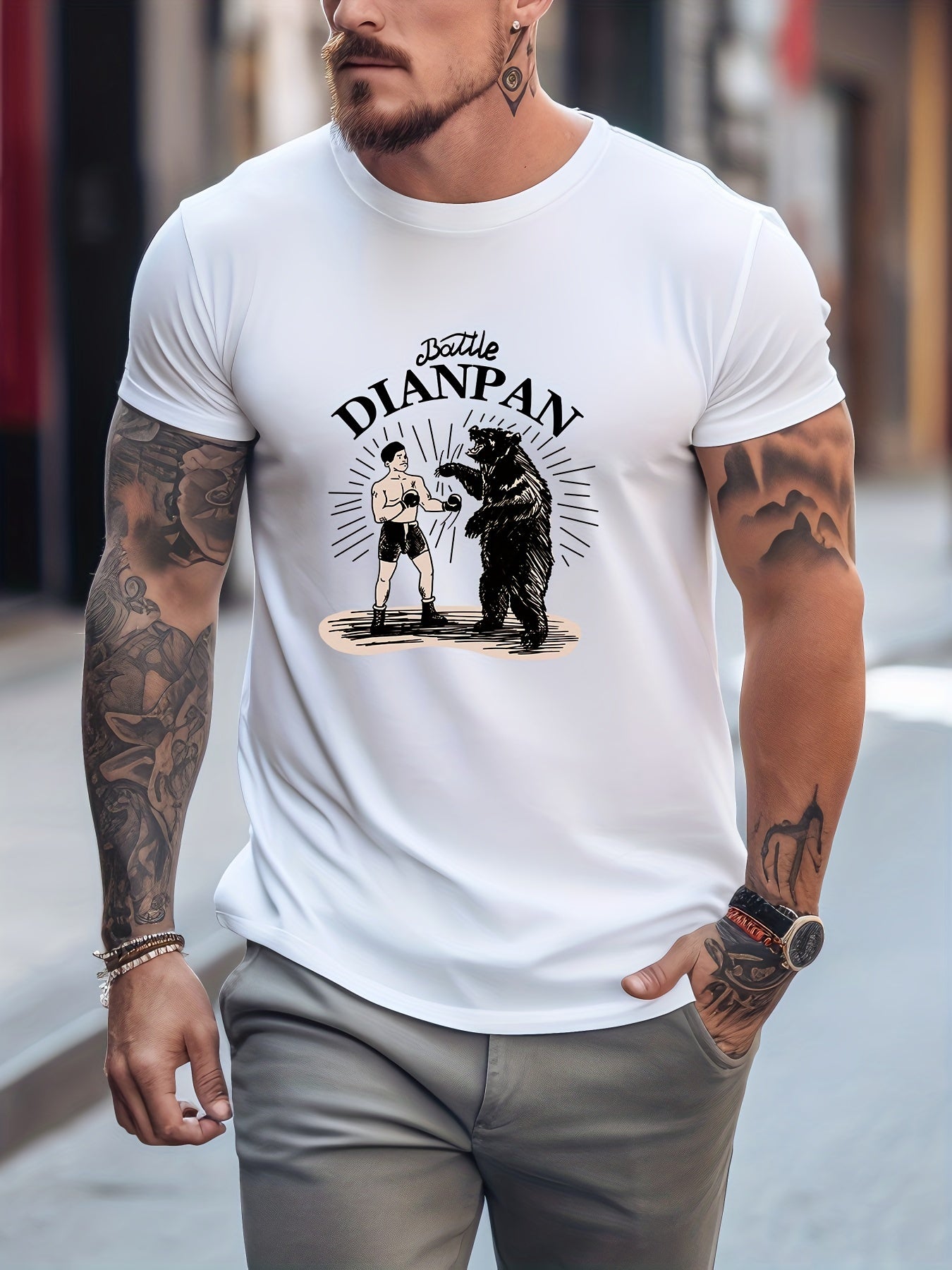 Elephant Print Men's Graphic Tee Summer Outdoor Clothes