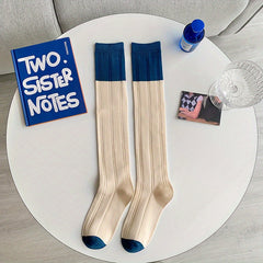 Striped Crew Calf Socks College Style Knee High Stockings