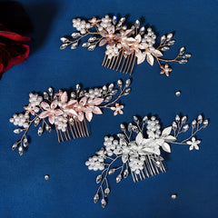 Bridal Hair Comb Side Comb Faux Pearl Crystal Head Piece