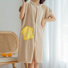 Soft Absorbent Bathrobe with Pocket for Women