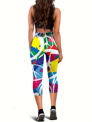 Abstract Print Skinny Capris Leggings Women's Clothing