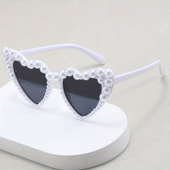 Heart Sunglasses Faux Pearl Decor Photo Prop Glasses